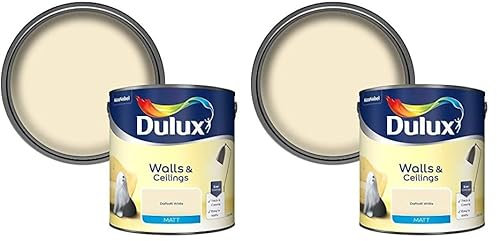 Dulux Matt Emulsion Paint For Walls And Ceilings - Daffodil White 2.5 Litres (Pack of 2)