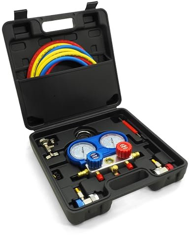 Bestschweissen.de R134a Kältemittel Nachfüllset Klimaanlage Befüllen Klimaanlage Auto Befüllen - Tester Manometer Set R410A R22 mit 3 Schläuchen 140cm