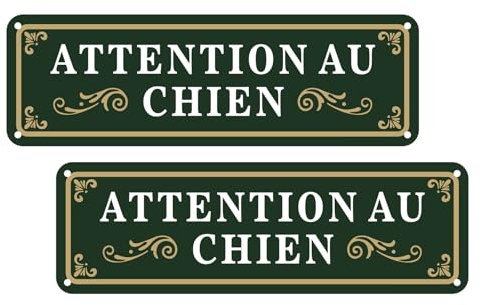 Panneau Attention Au Chien avec ruban adhésif - Lot de 2, 25x8 cm, panneau en aluminium, étanche aux intempéries, résistant à la décoloration (vert)