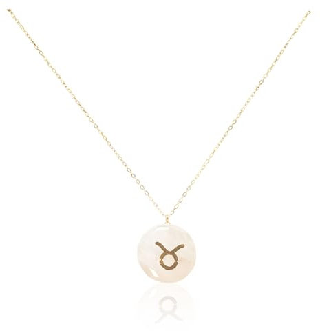 Luna Roy Hearts & Minds Collier zodiaque plaqué or 18 carats avec pendentif en pierre d'améthyste ou quartz rose et signe du zodiaque, Talla única, ajustable, Or Or Améthyste Quartz rose, Améthyste