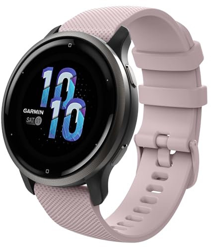 Astorgos 1Pack Watch Band Compatible with Garmin Forerunner 265S/255S/255S Music/Vivoactive 4S/Venu 3S/Venu 2S/Vivomove 3S, 18mm Breathable Soft Silicone Replacement Wristband, Rose Pnk