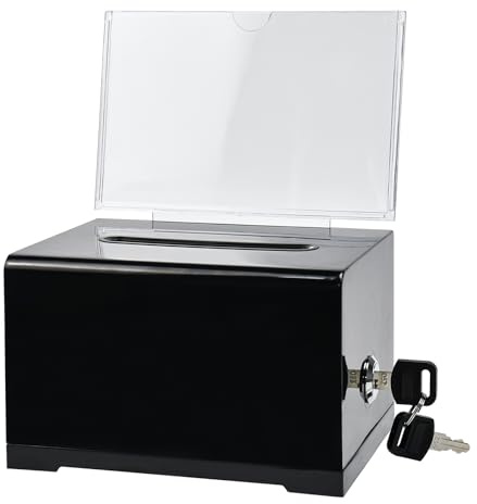 Huucozn Spendenbox Acryl Spendendose Abschließbar 16x11.5x10cm Wahlurnenbox | Trinkgeldkasse Geldkassette Wahlurne Klein Wahlurnenbox Geldkassette mit Schlitz Sichere Vorschlagsbox für Spendenvorschläge