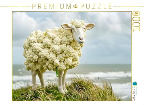 Puzzle · EIN Motiv aus dem Kalender Vorsicht, Wilde Früchtchen | Wollig · Nein, blumig · Das Blumenkohlschaf trotzt jedem Nordseewind · 1000 Teile · Lege-Größe 64 × 48 cm · CALVENDO Puzzle