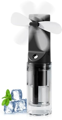 Handventilator mit Wasserkühlung, 4 Stufen Hand Ventilator Klein mit 20mL Wassertank, Faltbarer USB Handventilator Akku Aufladbar 4-12h Nutzungszeit, für Zuhause Büro Outdoor Reisen (Schwarz)