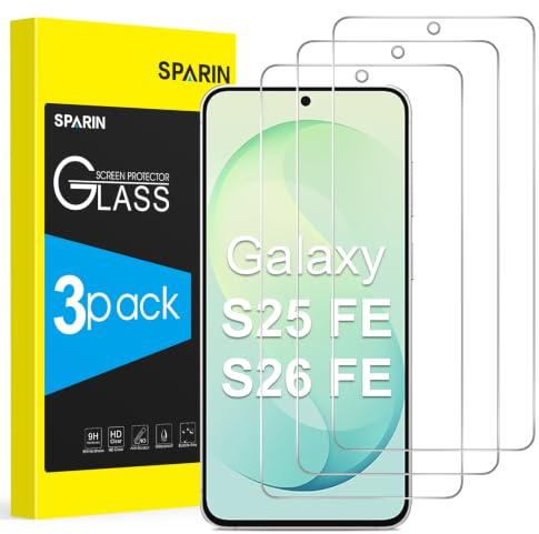 SPARIN für Samsung Galaxy S26 FE/S25 FE Panzer Schutz Glas, 3 Stück | Fingerabdruck-ID Kompatibel, HD-Klar, 9H Härte, 6,7 zoll, Anti-Kratzen