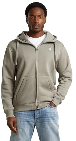 G-STAR Raw C.V. Men's Premium Core Zip Sweater Hooded Sweatshirt, Beige, M