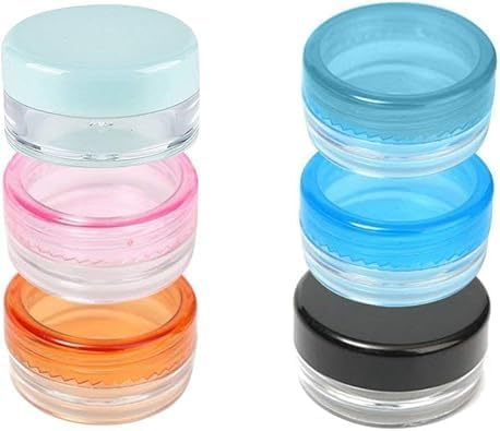 6 Pcs Random Color Mini Round Plastic Cosmetic Container Jars,Small Reusable Plastic Cream Sample Mini Round Empty Bottle Jar Pot Cosmetic Container Stylish,Refillable Containers（5g）