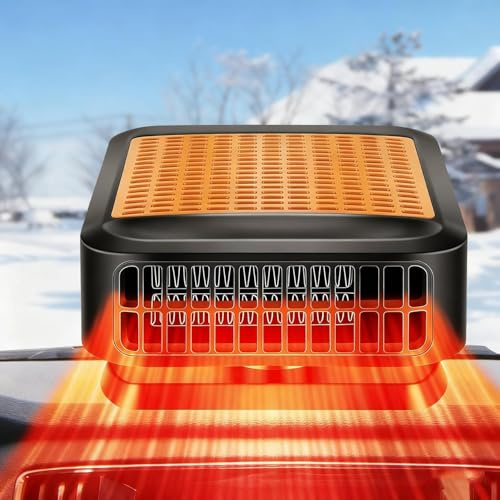 Natwo Portable Car Heater & Defroster, 12V Heater for Car,200W Fast Heating/Cooling Fan with 360° Rotatable Base Car Heaters for Vehicle,Plug In Windshield Defogger for Car, Truck, SUV