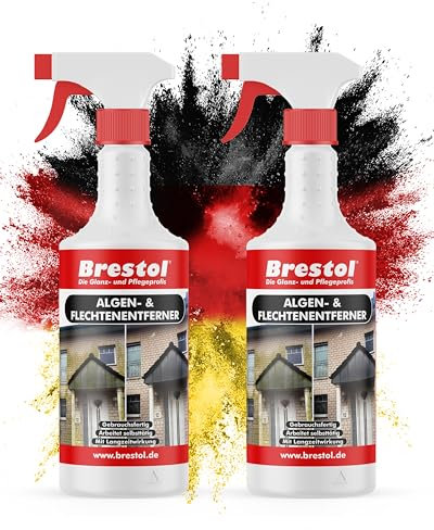 BRESTOL® Algenentferner Pilzentferner Flechtenentferner 2x 750 ml gebrauchsfertig - Grünbelagsentferner Algizid Algicid Algenex Grünbelagentferner in Sprühflasche