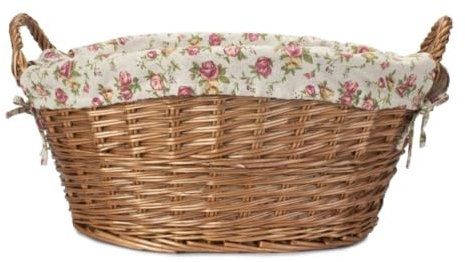 Red Hamper Light Steamed Laundry Baskets with Garden Rose Lining, Wicker, Brown