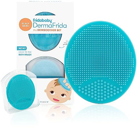 Fridababy DermaFrida The SkinSoother Baby-Badebürste aus Silikon, Baby-Zubehör für trockene Haut, Milchschorf und Ekzeme, 2 Stück
