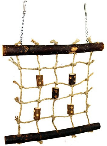 Pet Ting Natural Living Rope Climbing Wall 27 x 24cm - Bird Toy Wall Wooden - Finch Canary Budgie Etc