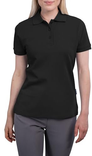 HRM Damen Heavy Polo, schwarz, Gr. 5XL I Premium Polo-Shirt Damen aus 100% Baumwolle I Basic Polohemd bis 60°C waschbar I Hochwertige & nachhaltige Damen-Oberteile I Workwear