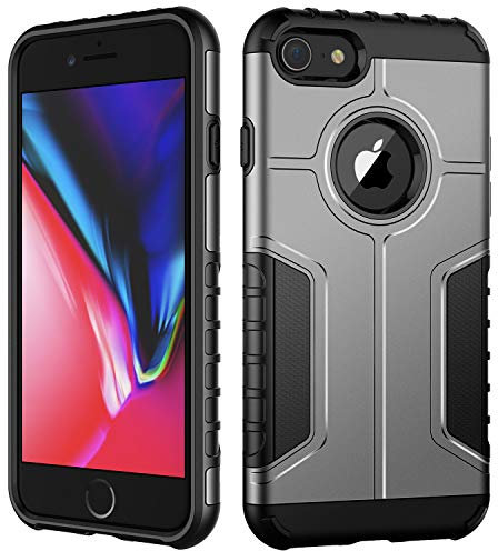 JETech Case for iPhone 8 and iPhone 7, Dual Layer Protective Cover with Shock-Absorption (Silver)