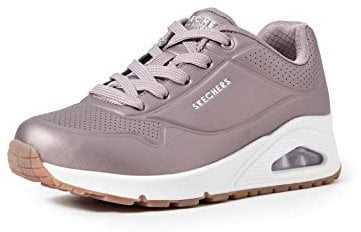 Skechers Uno- Rose Bold Sneaker Damen, Silber (Pewter Duraleather Pew), 39 EU