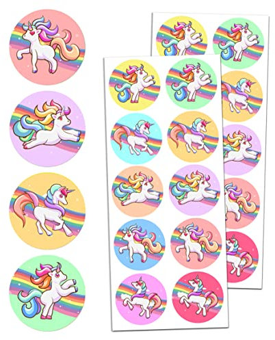 200 Stück - Einhorn Sticker Aufkleber für Kinder - 20 Blätt, 40mm