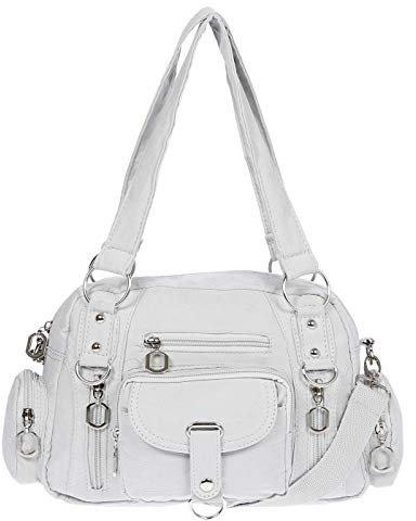 Christian Wippermann - Hochwertige Umhängetasche Damen Stoff Canvas 32x20x10cm - Verstellbarer Riemen 75-145cm - Viele Fächer mit Reißverschluss - Perfekte Canvas Tasche für Arbeit & Freizeit hellgrau