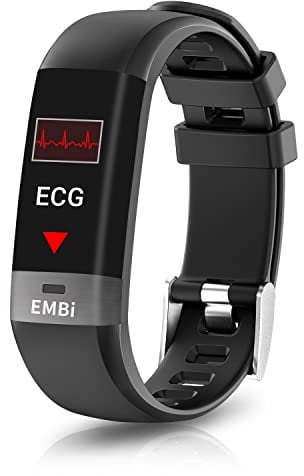 Audar EMBi Watch Fitness Armband mit ECG PPG Blutdruckmessung Pulsmesser Kalorien- & Schrittzähler Schlafmonitor Benachrichtigungsfunktion Stoppuhr Farbdisplay IP67 Schutz für Damen Herren Kinder