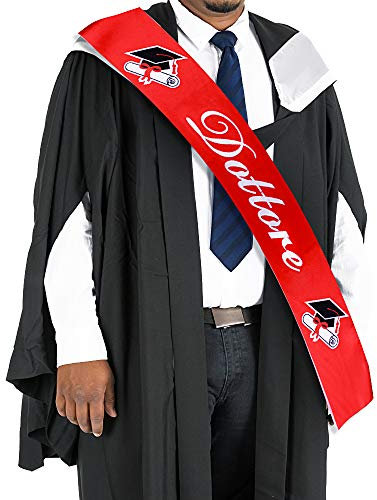 FLOFIA Fascia Dottore Festa Cerimonia di Laurea Fusciacca Sciarpa Gadget Accessori per Party, Rosso