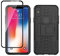 Yiakeng iPhone X Case, iPhone XS Case with Screen Protector, Shockproof Silicone Protective with Kickstand for iPhone X/Xs (Black)