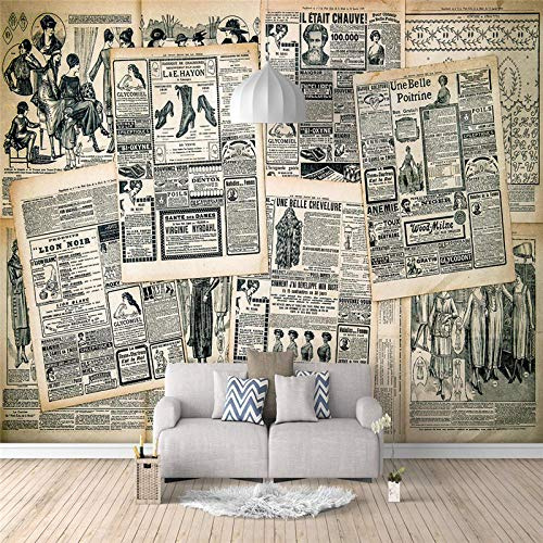 Fototapete Vintage Zeitung 200X140cm Selbstklebend Wandgemälde Wand Dekoration Schlafzimmer Tapete