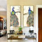 SXKJ Pfau Stehend Auf AST Leinwand Malerei Korridor Wandkunst Home Veranda Decor Flur Poster Drucke Bild für Wohnzimmer 50x100cmx2 Rahmenlos