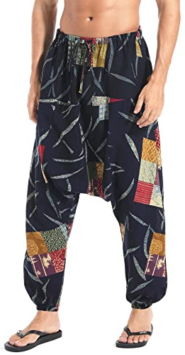 AITFINEISM Aladdin Hippie Harem-byxor för män