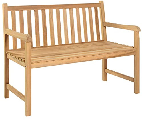 vidaXL Teak Massiv Gartenbank Sitzbank Parkbank Holzbank Massivholzbank Bank Gartenmöbel Terrassenbank Balkonbank Terrasse Outdoor 114cm