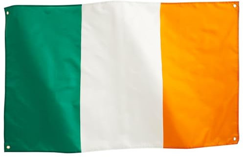 Runesol Drapeau National de la République d'Irlande, 91x152cm, 3ft x 5ft, Bannière Tricolore, 4 œillets en Laiton dans Chaque Coin, Célébrations Irlandaises, Imperméable, Intérieur, Extérieur