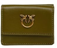 Pinko Wallet Micro Vitello Morbido, Accessori da Viaggio-Portafogli Donna, V62Q_Verde Abete-Antique Gold, U