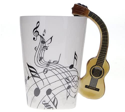 SuperglockT 400ml Kaffeetasse Musik Becher Geschenkideen Kaffeebecher Lustige Tasse Keramiktasse Milchbecher Kakaobecher (Retro-Gitarre)