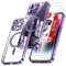 LeYi Magnética Funda para iPhone 14 Pro MAX con 2× Cristal Templado, [Camera Protection] Ultra Slim Carcasa, Fuerte Atracción Magnético Case Compatible con MagSafe, Clear Antigolpes Case,Morado Oscuro