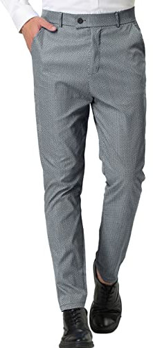 Gefomuofe Pantalon chino à carreaux pour homme, a gris, M