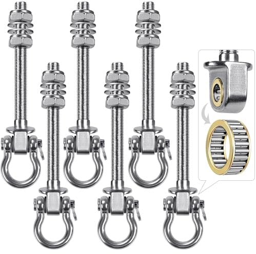 Dolibest Ganci per Altalena da Esterno, Acciaio Inox Montaggio Kit Cuscinetto Set per Interni All'Aperto Parco Giochi Sedia Yoga Corda Punching Bag Sandbag, 6pcs/1500lbs