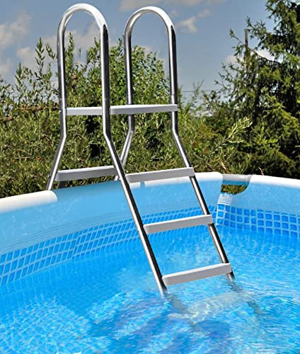Échelle 4 Marches pour Piscine Hors Sol, échelle Robuste Double Face Antidérapante pour Piscine Hors Sol, échelle épaisse en Acier Inoxydable 304 pour Piscine, Charge 250kg