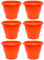 Acan Tradineur - Pack de 6 Macetas de plástico Redondas para Plantas y Flores Mediterránea con Orificios Inferiores. Recipiente, macetero Exterior e Interior del hogar - Color Marrón - 30 cm