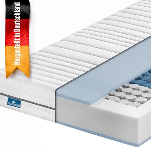 Matratzenheld Relax Matratze | Made in Germany | Ergonomische 7-Zonen Taschenfederkernmatratze | produziert in Deutschland | Härtegrad 3 (H3) 80-100 kg | Höhe 18cm | 120 x 200 cm