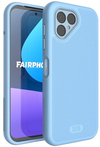 TUDIA DualShield Grip kompatibel für Fairphone 5 Hülle (2023), [MergeGrip] Stoßfestes Dual Layer Dünn TPU Militär Grade Schlanke Passform Hochleistungsschutz Handyhülle - Himmelblau
