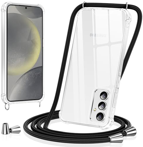 Vauki handyband für Samsung Galaxy S24 Plus Hülle mit Band Handyhülle Silikon Transparent zum Umhängen Stoßfest mit Kordel Necklace Schnur TPU Bumper Case für Samsung S24+