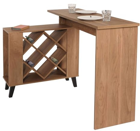 Mendler Bartisch HWC-M45, Stehtisch Thekentisch Weinregal Weinschrank, Staufächer 93x120x98cm, braun