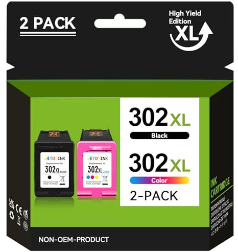 ATOPINK 302 Druckerpatronen, 302 XL Druckerpatronen Multipack Ersatz für HP 302 Druckerpatronen Schwarz und Farbe, für HP OfficeJet 3831 5230 5220 3830 DeskJet 3630 3636 3639 Envy 4527 4525 4520 4524