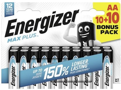 Energizer Max Plus Mignon (AA), batteria alcalina, manganese, 1,5 V, 20 pezzi.