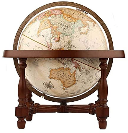 Globus der Welt 12 Zoll (30 cm) großer Weltglobus, Globus mit antiker Schattierung und Holzsockeldurchmesser, Retro-Kunst, topografischer politischer Glob, pädagogischer Weltglobus