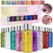 AOKITO Festival Gesichtsglitzer & Körperglitzer – 9 Flaschen Body Glitter Gel mit Löffeln, Chunky Glitter für Karneval, Festival, Masquerade und Party Make-up