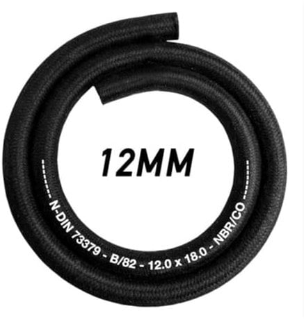 12mm x 3m Rubber Reinforced Fuel Hose with a Heat Resistant Textile Braid for Fuel, Diesel, Petrol, Water - Oil-Resistant Flexible Pipe for Engine Fuels, Industrial Use