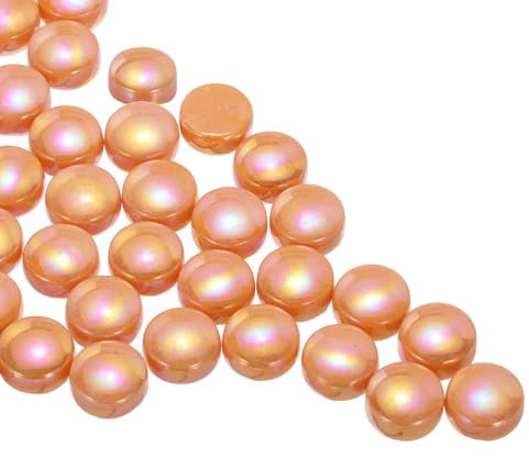 sourcing map Ceramics Beads,70pcs Flat Ceramics Gemstone Orange Iridescent 0.22lbs (0.47-0.87) Ceramics Marbles Pebbles for Vase Fillers Aquarium Decor DIY Craft