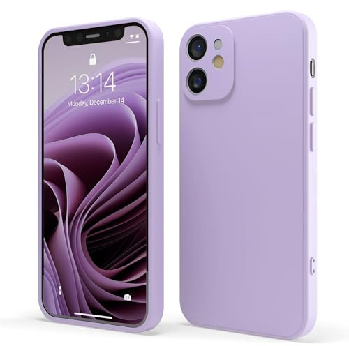 Red Ember Shockproof Case for iPhone, Ultra Slim Protective Liquid Silicone Matte Finish Phone Case with Soft Anti-Scratch Microfiber Lining (Lilac, iPhone 12)