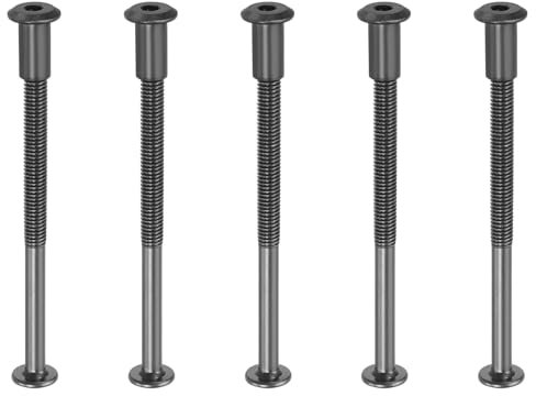 PATIKIL M8 x 100 mm Vis Chicago à Tête Hexagonale, 5 Ensembles Vis de Fixation pour Boulons, Écrous à Tête Creuse, pour Scrapbooking, Ceinture, Album Photo, Réparation de Meubles, Noir