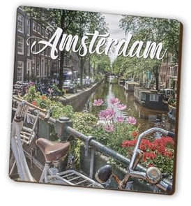 1 x Amsterdam Square Magnet - Netherlands Holland City Travel Holiday Fridge Magnetic Travel Holiday Family Friend Women Men #82341