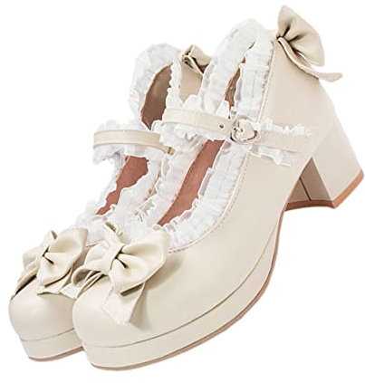 LALADEFIEE 1 Paio di Tacchi Alti Spessi Décolleté con Bocca Superficiale Décolleté con Largo per Le Donne Top Eleganti per Le Donne Scarpe con Plateau per Le Donne Abito in Pizzo Rosa